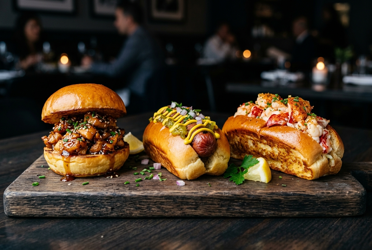 Premium signature sliders on a slate board